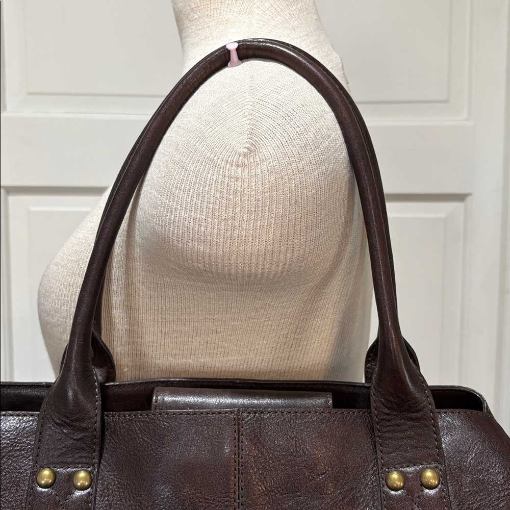Kate Landry dark brown pebbled leather satchel purse - Picture 3 of 16
